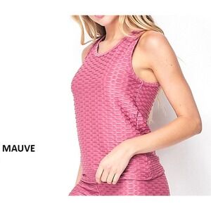 NEW MIX Mauve Textured Athletic Tank Top‎ & Shorts Set S M